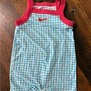 Nike Red and Blue Checkered Romper